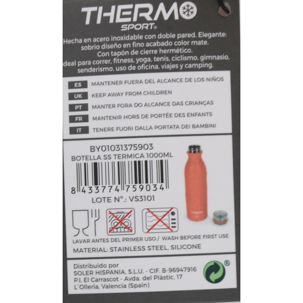 Termoflaskan ThermoSport Rostfritt stål 1 L - 7