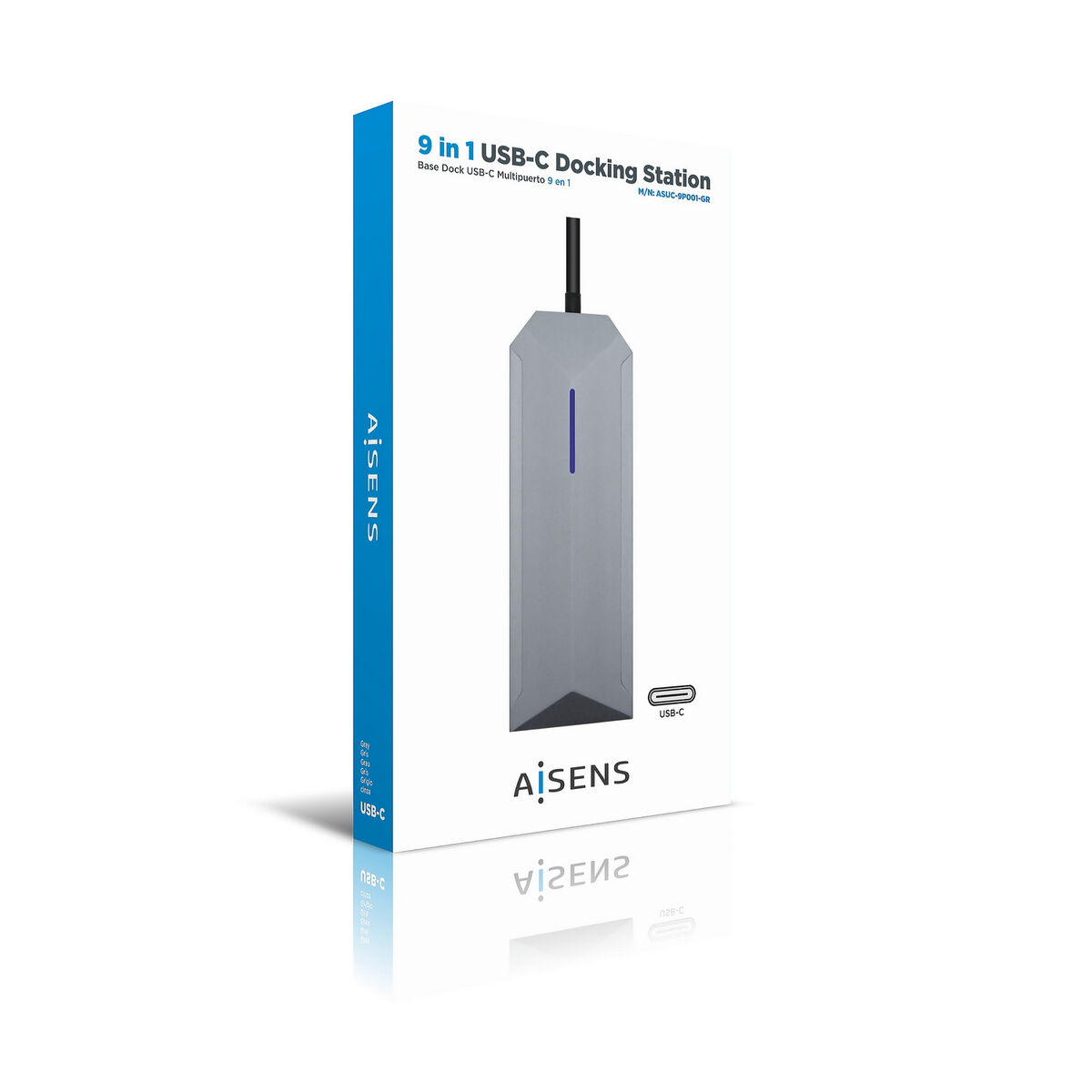 USB-HUB Aisens ASUC-9P001-GR Grå 100 W - 8