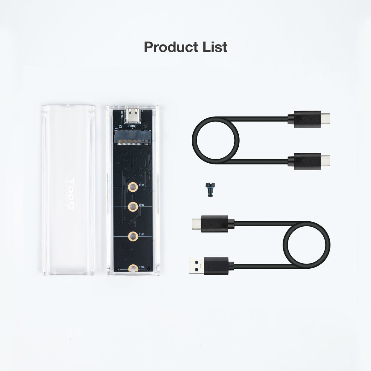 Hårddiskfodral TooQ TQE-2200 Transparent USB USB-C - 3