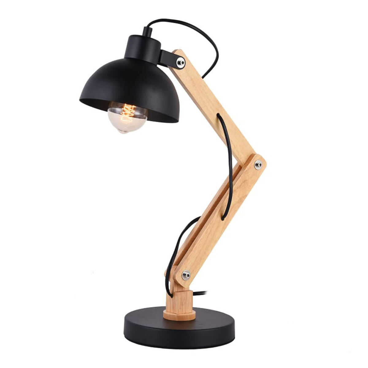 Flexo/skrivbordslampa EDM 32116 Svart Trä Metall 60 W E27 Ø 16 x 52 cm Ø 16 x 53 cm - 4