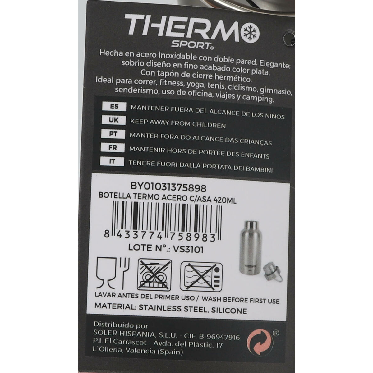 Termoflaskan ThermoSport Stål 420 ml Med handtag - 5