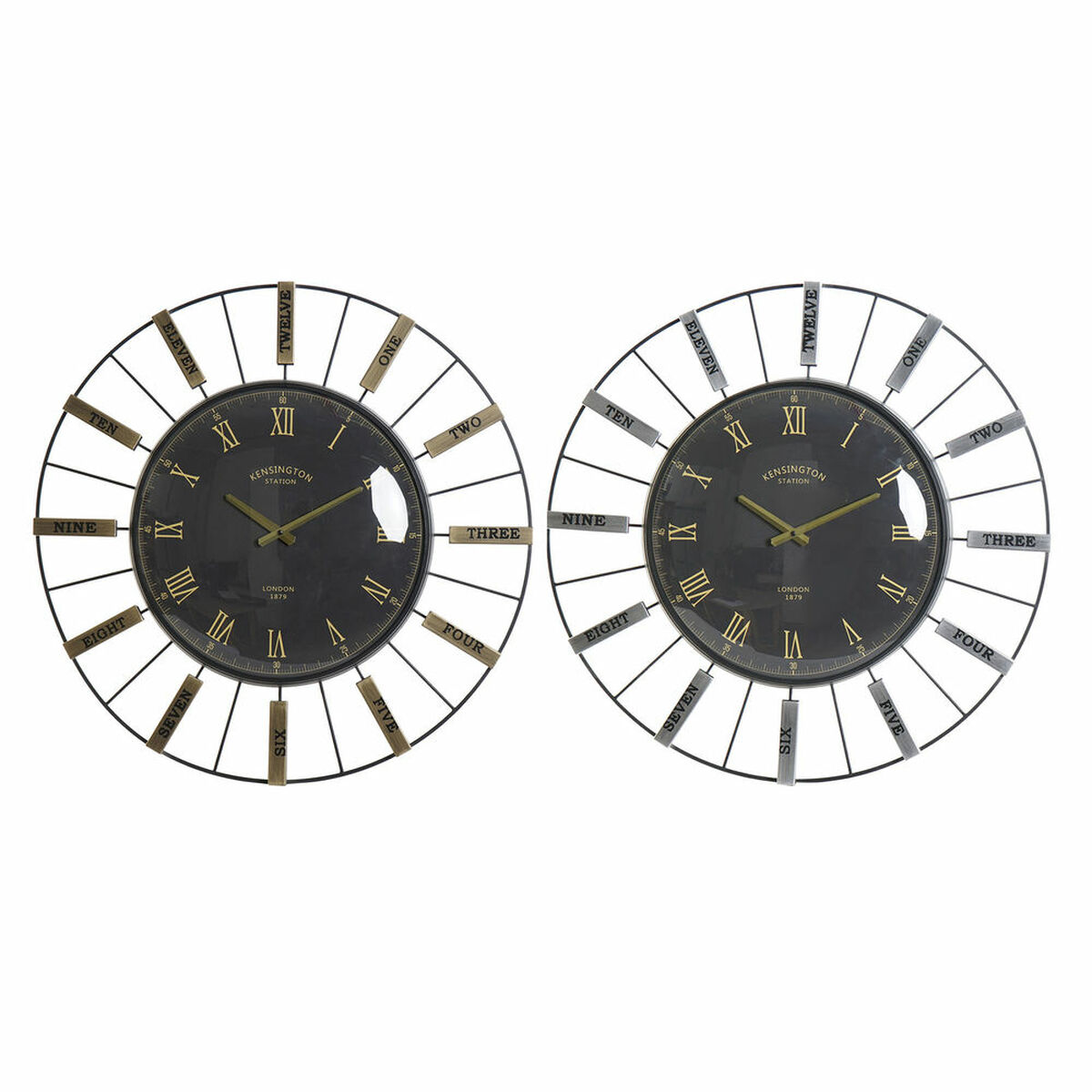 Väggklocka DKD Home Decor Glas Silvrig Svart Gyllene Järn 70 x 7 x 70 cm (2 antal) - 8