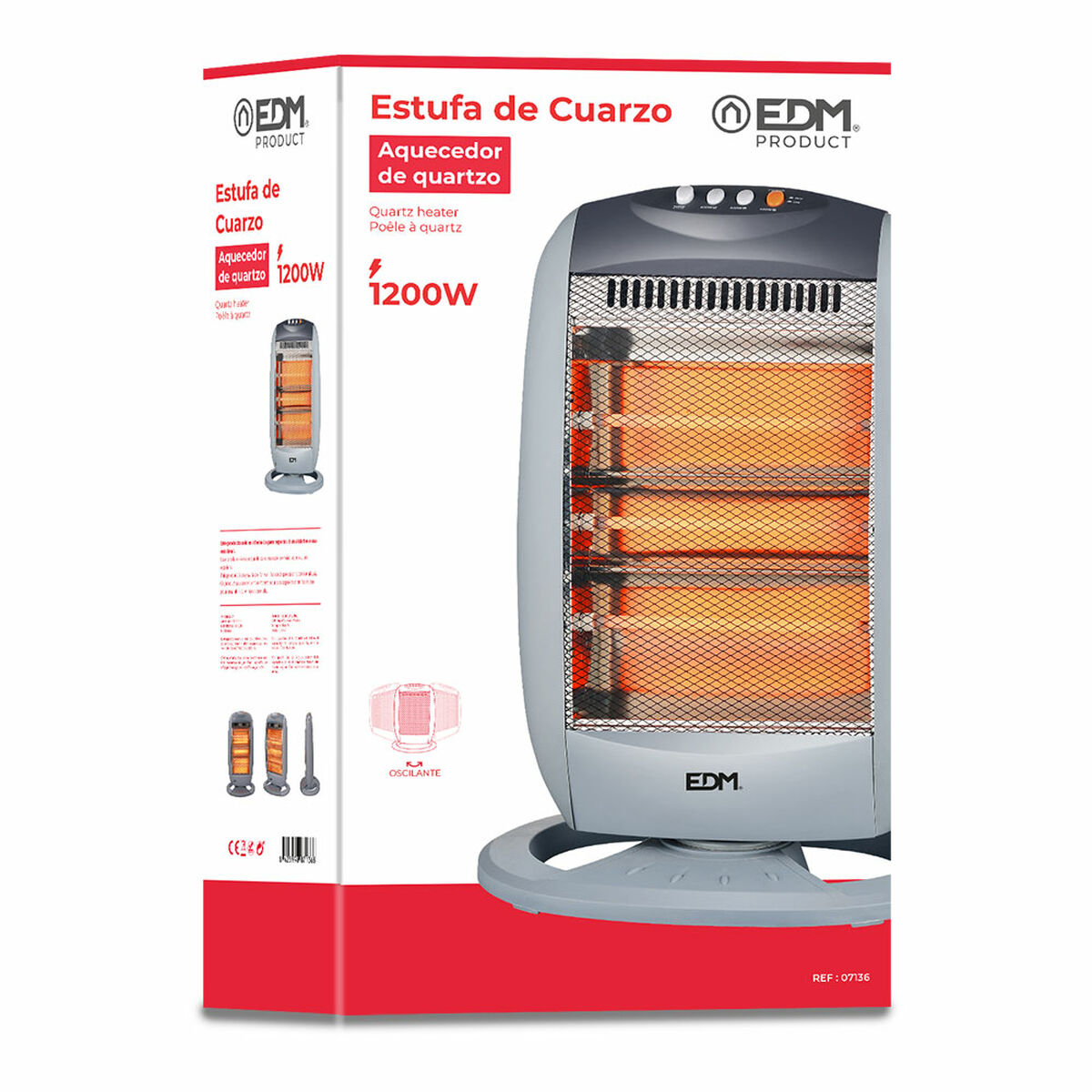 Kvartsvärmare EDM 07136 07136 Svart 1200 W - 4