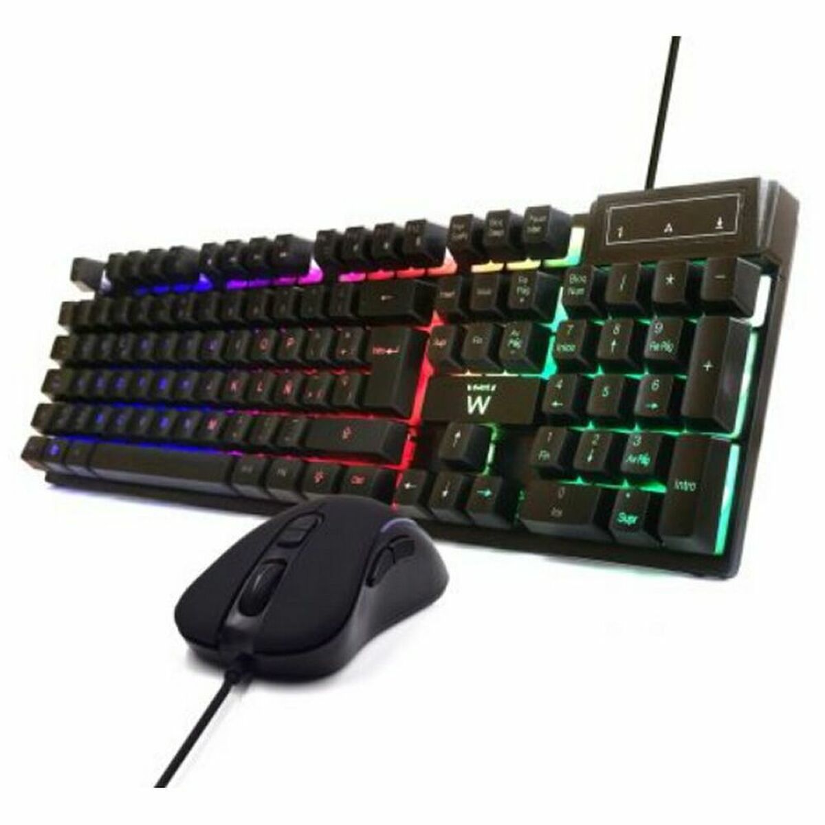 Tangentbord och Mus Ewent PL3201 Svart Multicolour Qwerty Spanska - 4