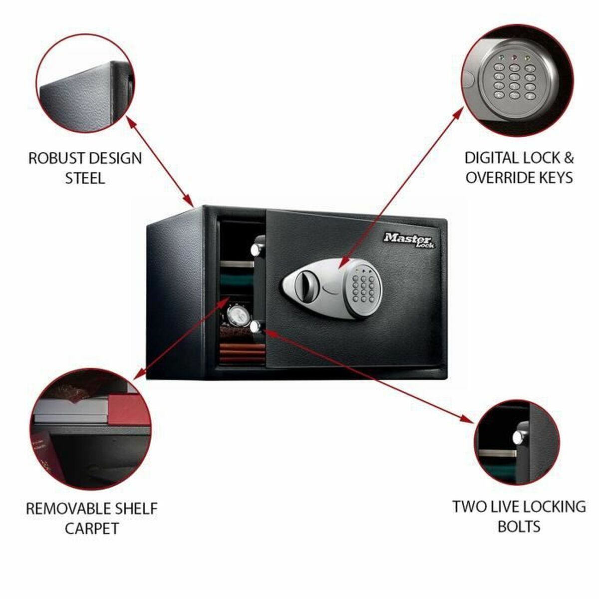 Kassaskåp Master Lock Svart Svart/Grå Stål - 4