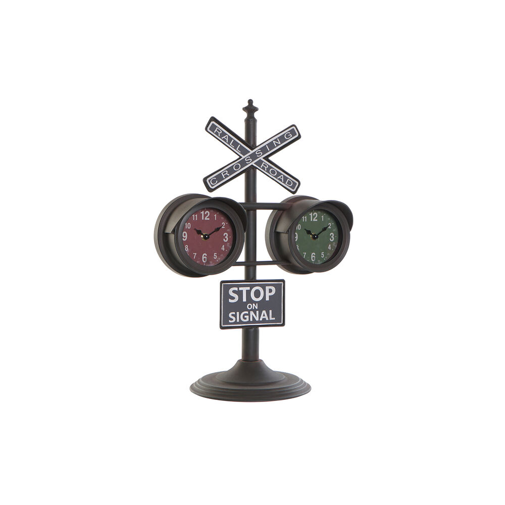 bordsklocka DKD Home Decor Svart Vintage Rödljus