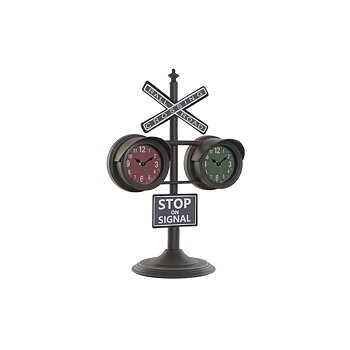 bordsklocka DKD Home Decor Svart Vintage Rödljus