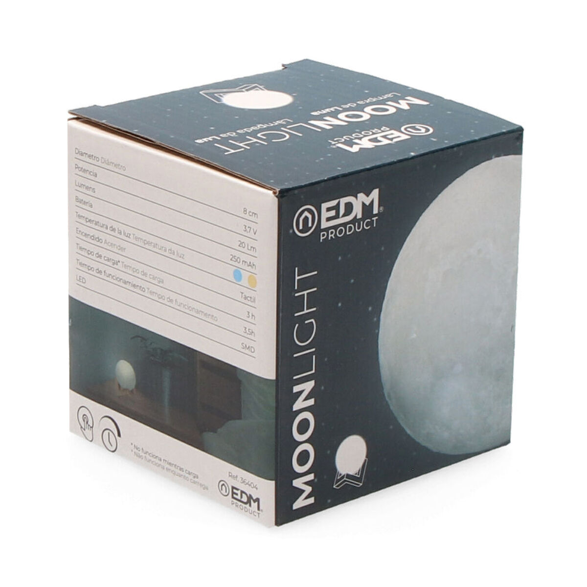Bordslampa EDM 36404 Vit 3,7 V Ø 8 cm Måne - 5