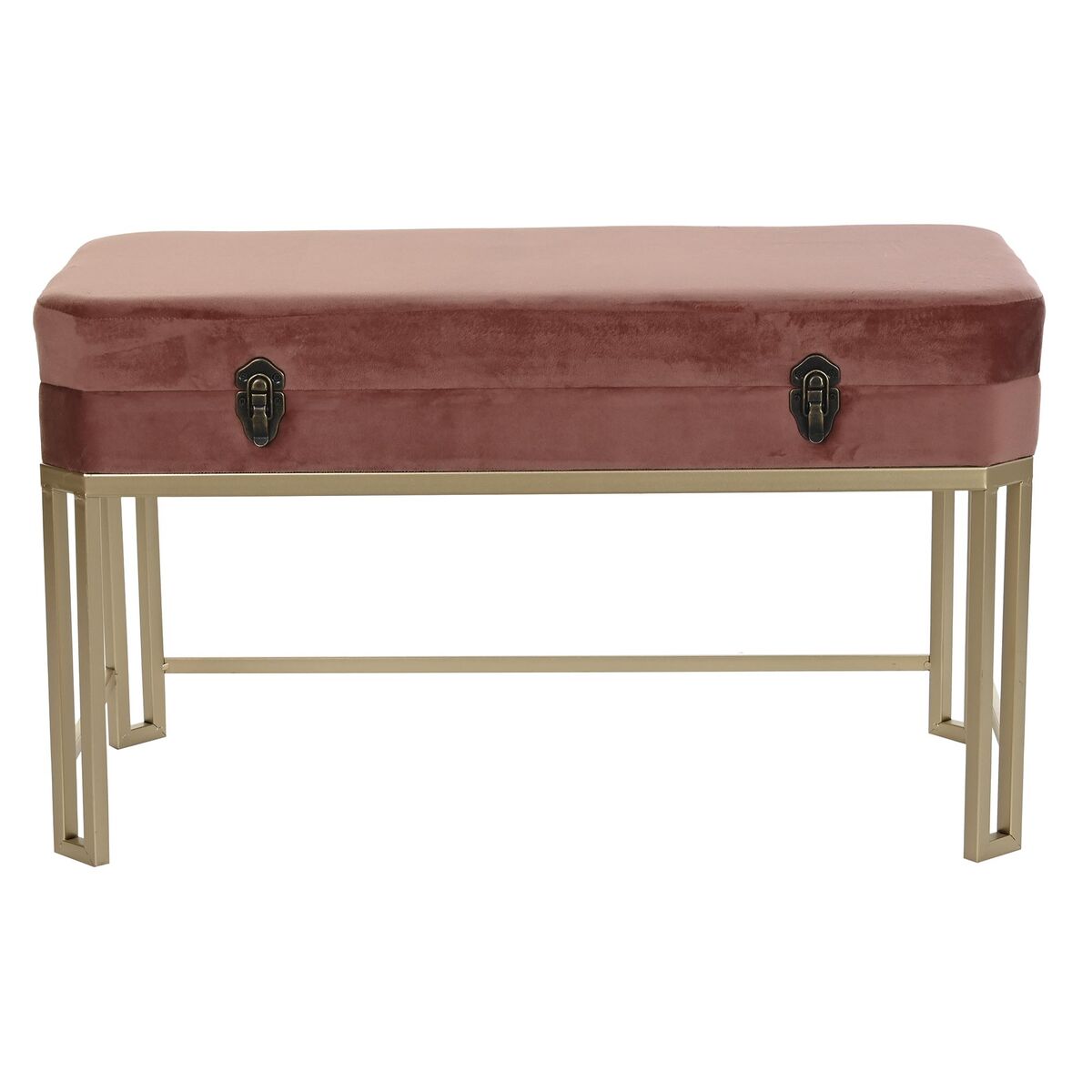 Sittpall DKD Home Decor   Rosa Gyllene Metall Sammet (80 x 40 x 47 cm) - 5
