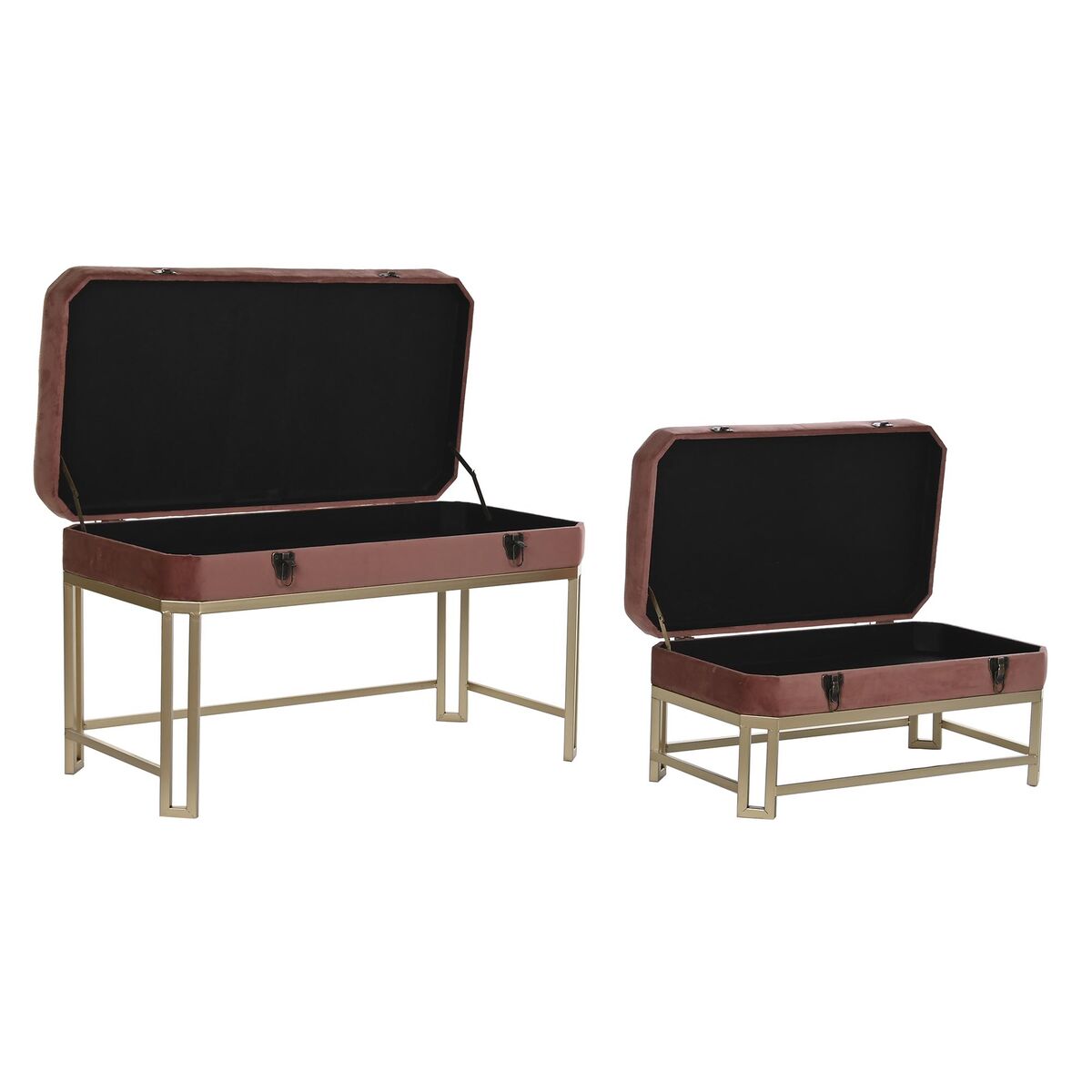 Sittpall DKD Home Decor   Rosa Gyllene Metall Sammet (80 x 40 x 47 cm) - 12