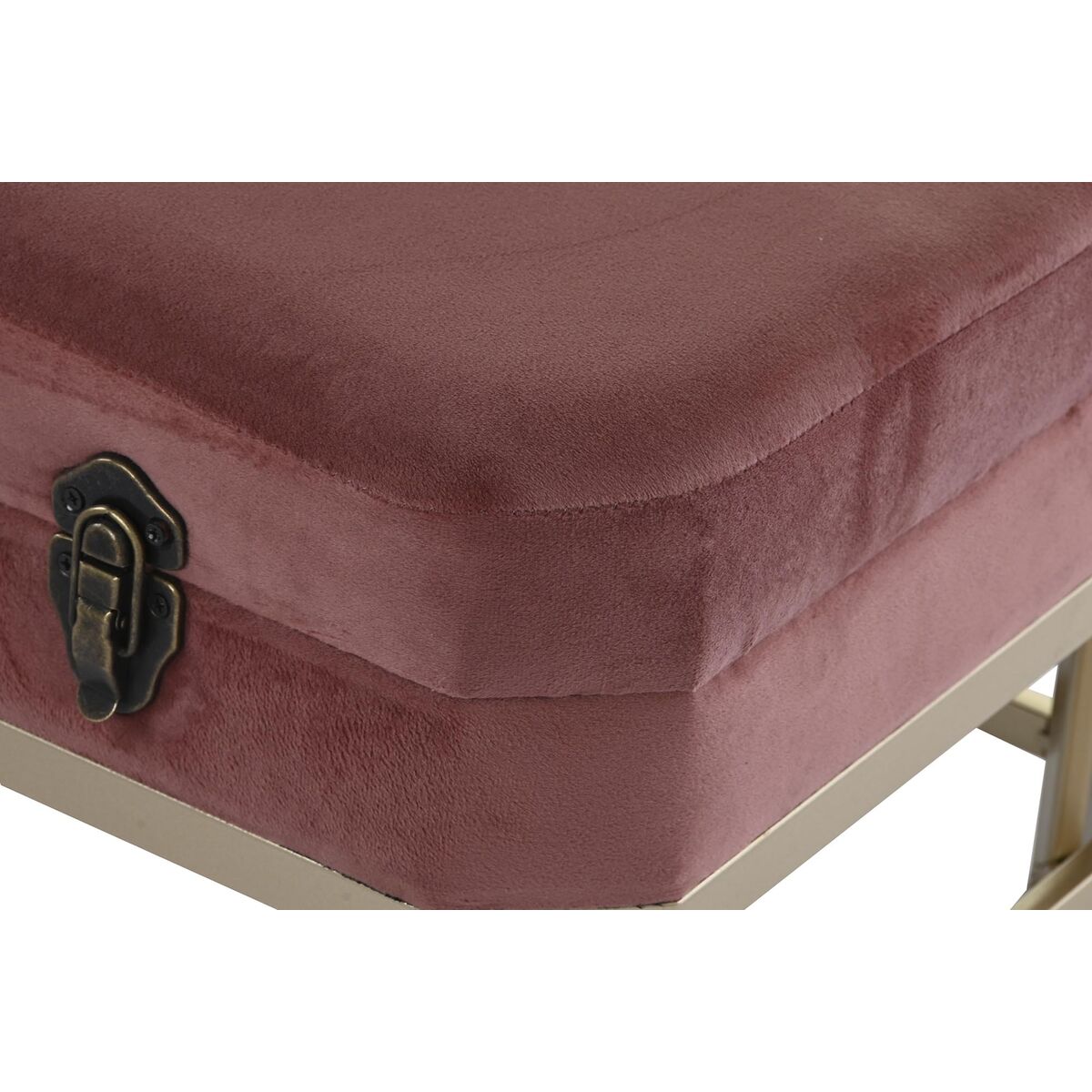 Sittpall DKD Home Decor   Rosa Gyllene Metall Sammet (80 x 40 x 47 cm) - 2