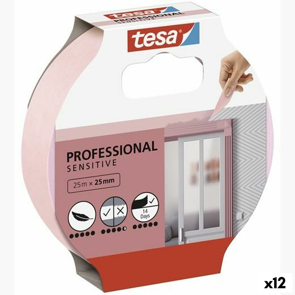 Självhäftande band TESA Professional Sensitive Målare Rosa 12 antal 25 mm x 50 m - 3