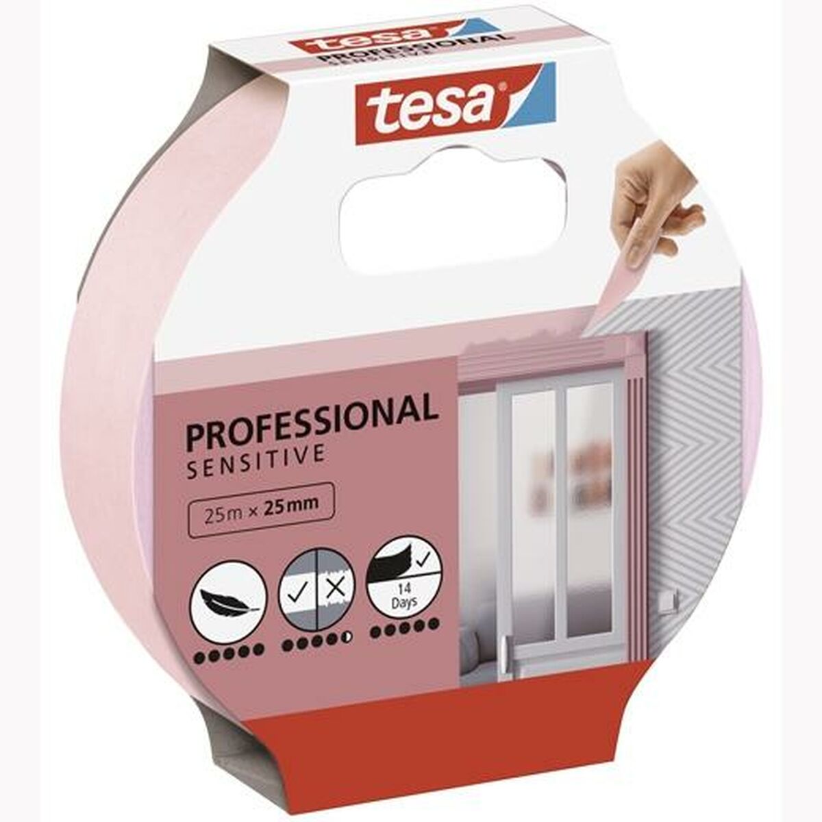 Självhäftande band TESA Professional Sensitive Målare Rosa 12 antal 25 mm x 50 m - 4