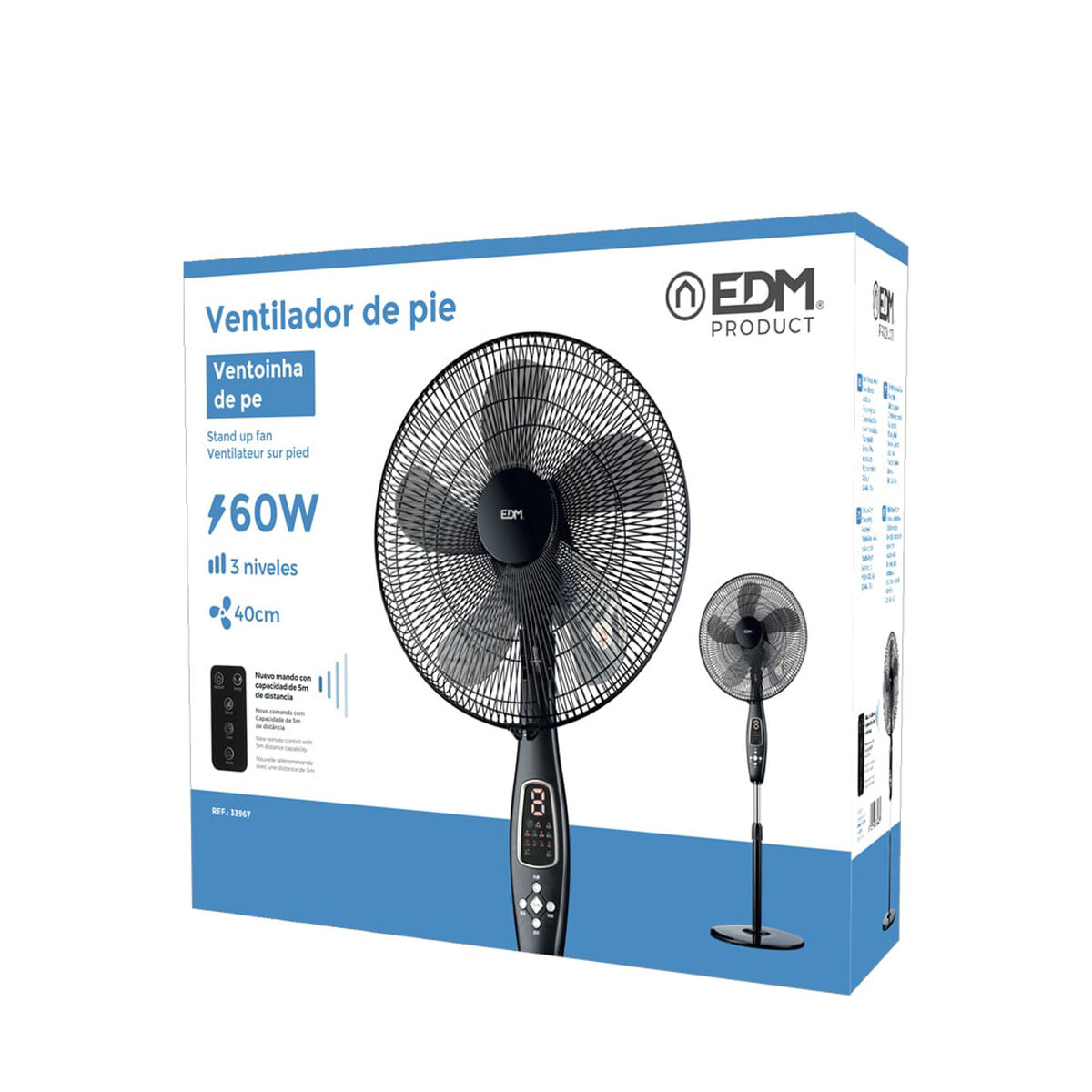 Stående Fläkt EDM 33967 Svart 60 W - 4