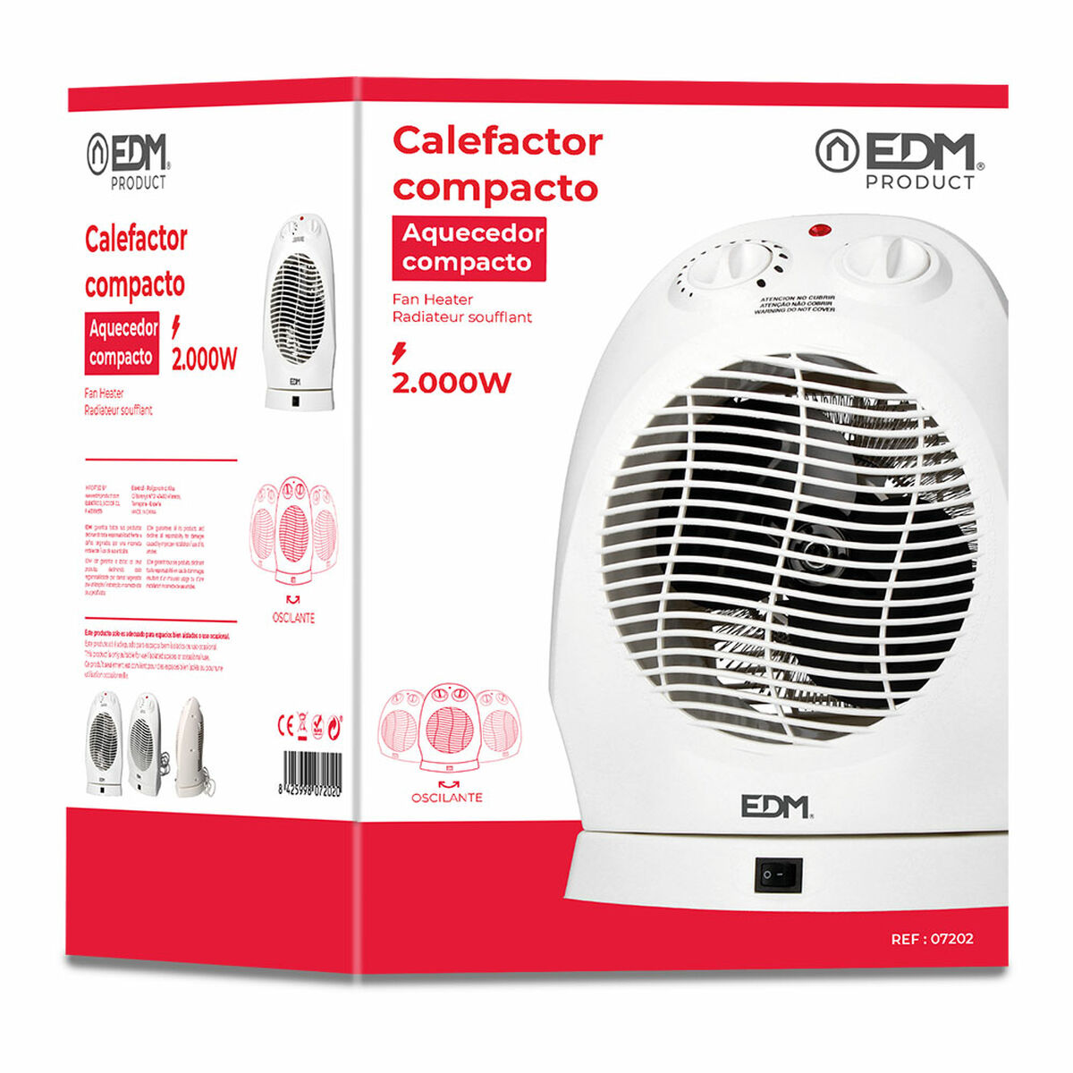 Oscillerande keramisk värmare EDM 07202 07202 Vit 1000 - 2000 W - 5