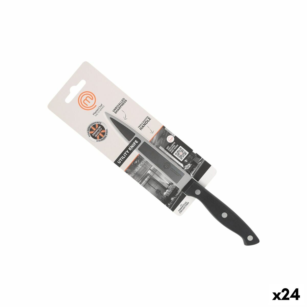 Kökskniv MasterChef Svart Silvrig 12 cm Flera användningsområden (24 antal)