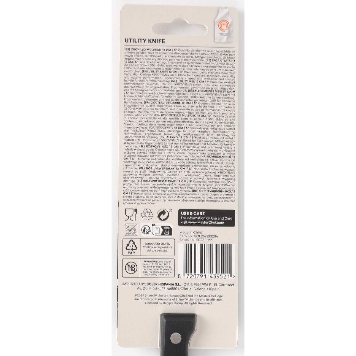 Kökskniv MasterChef Svart Silvrig 12 cm Flera användningsområden (24 antal) - 3
