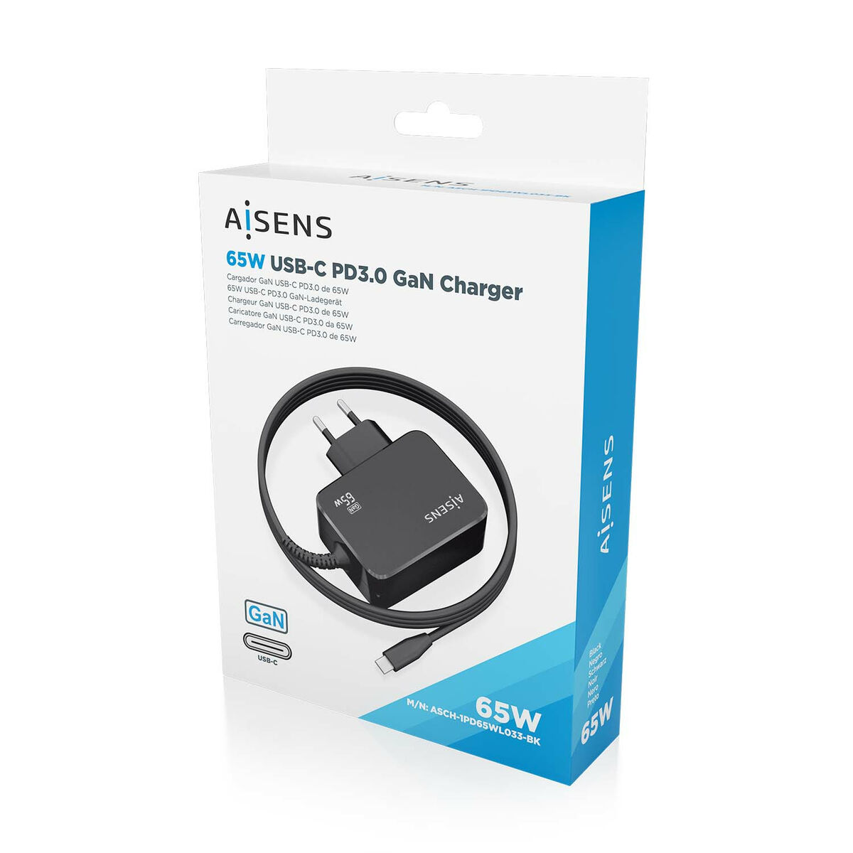 Väggladdare Aisens ASCH-1PD65WL033-BK Svart 65 W (1 antal) - 4