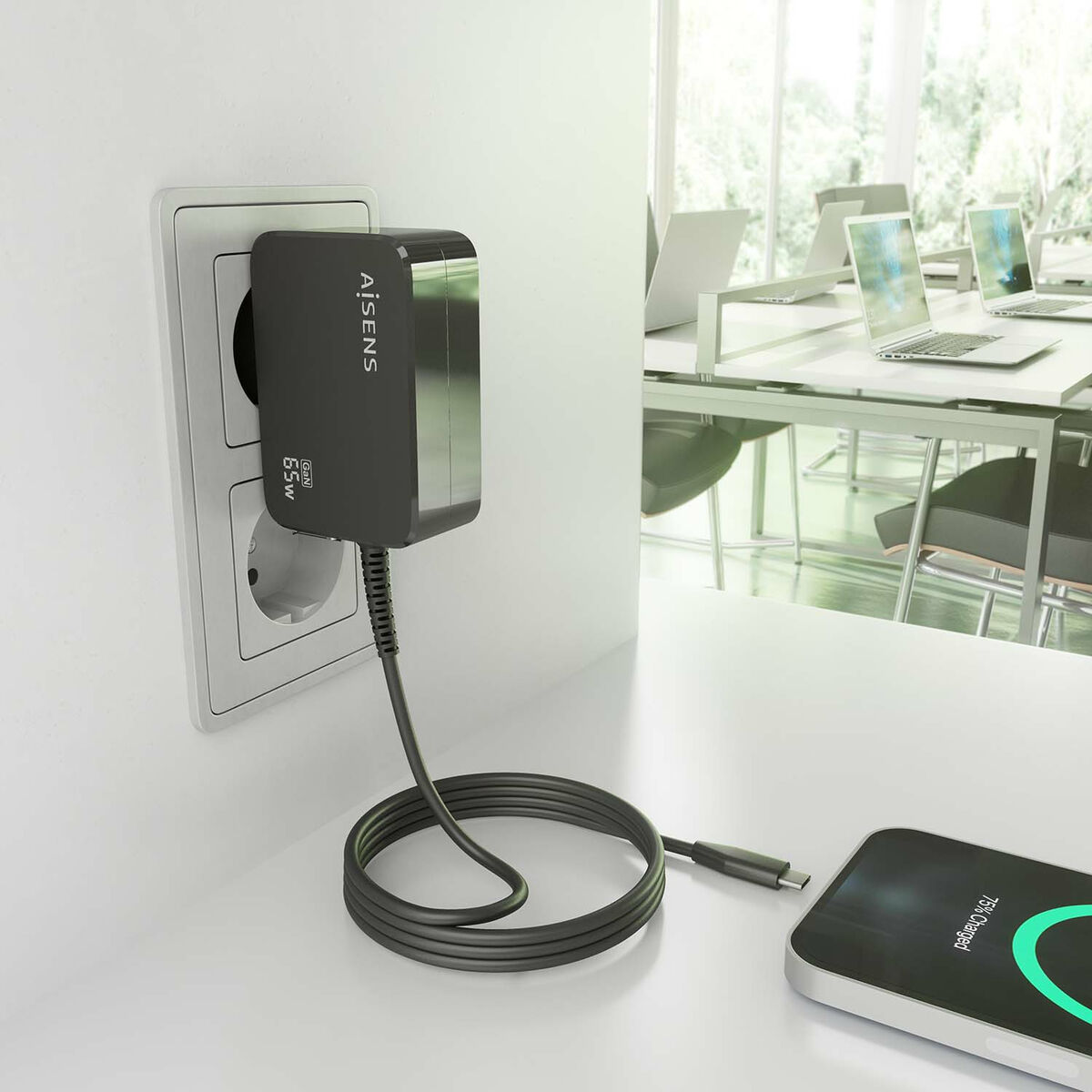 Väggladdare Aisens ASCH-1PD65WL033-BK Svart 65 W (1 antal) - 3