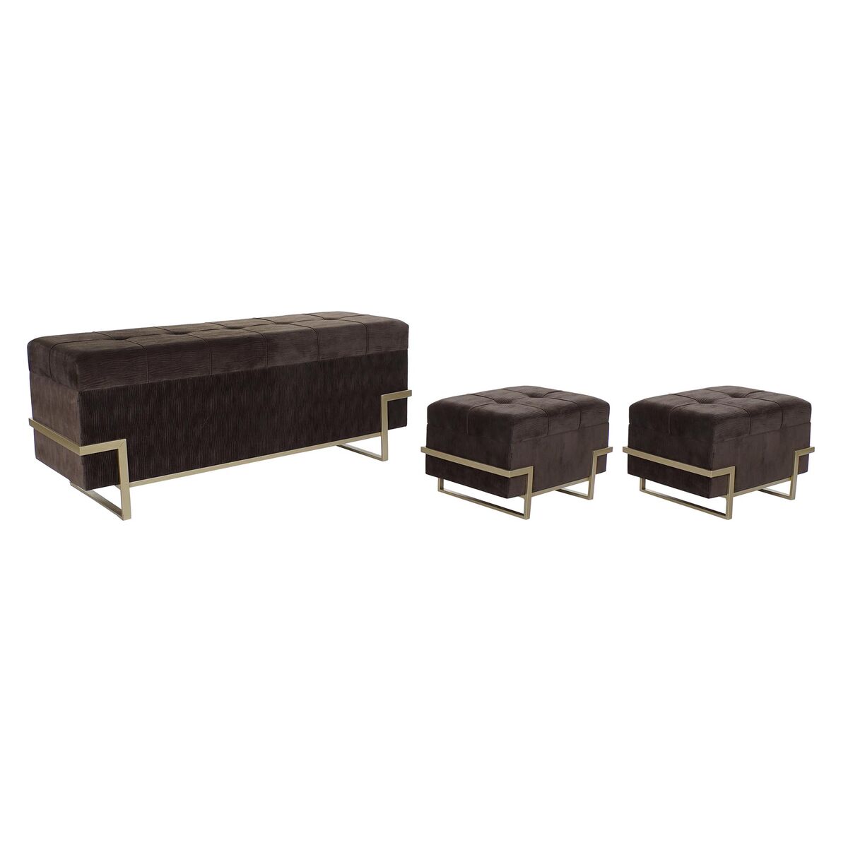 Sittpall DKD Home Decor   Gyllene Metall Brun Sammet (120 x 42 x 48 cm) - 6