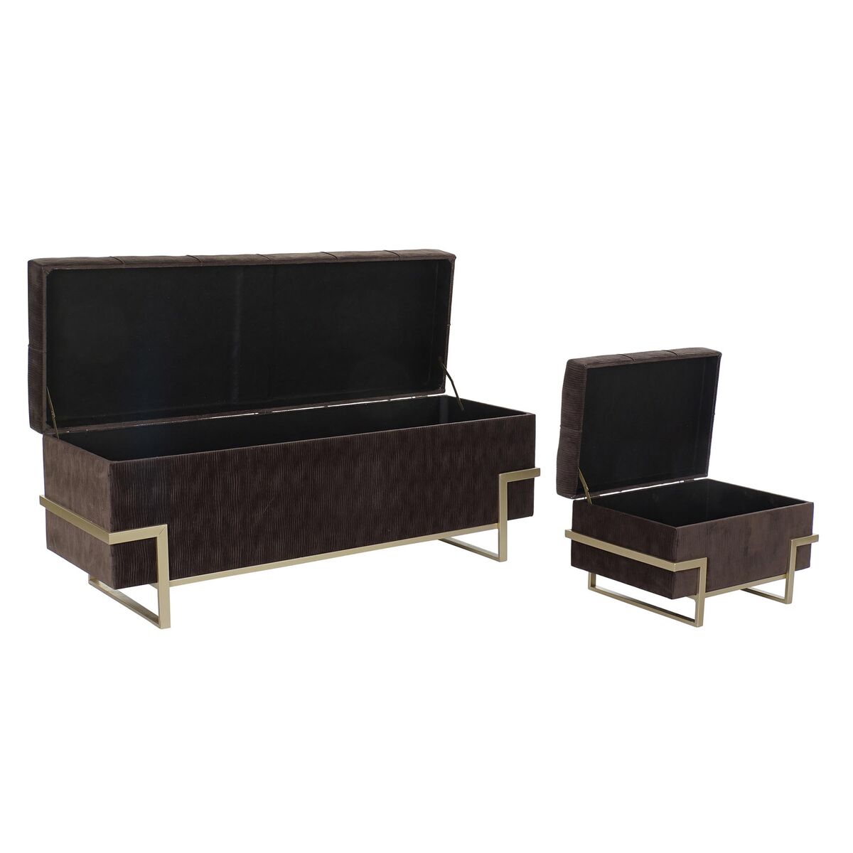 Sittpall DKD Home Decor   Gyllene Metall Brun Sammet (120 x 42 x 48 cm) - 14
