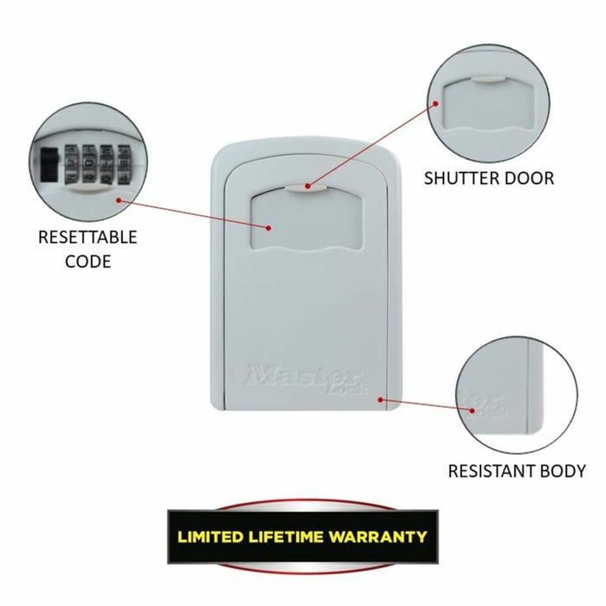 Kassaskåp Master Lock 5401EURDCRM Nycklar Vit Grå Metall Aluminium 8 x 3 x 12 cm - 8