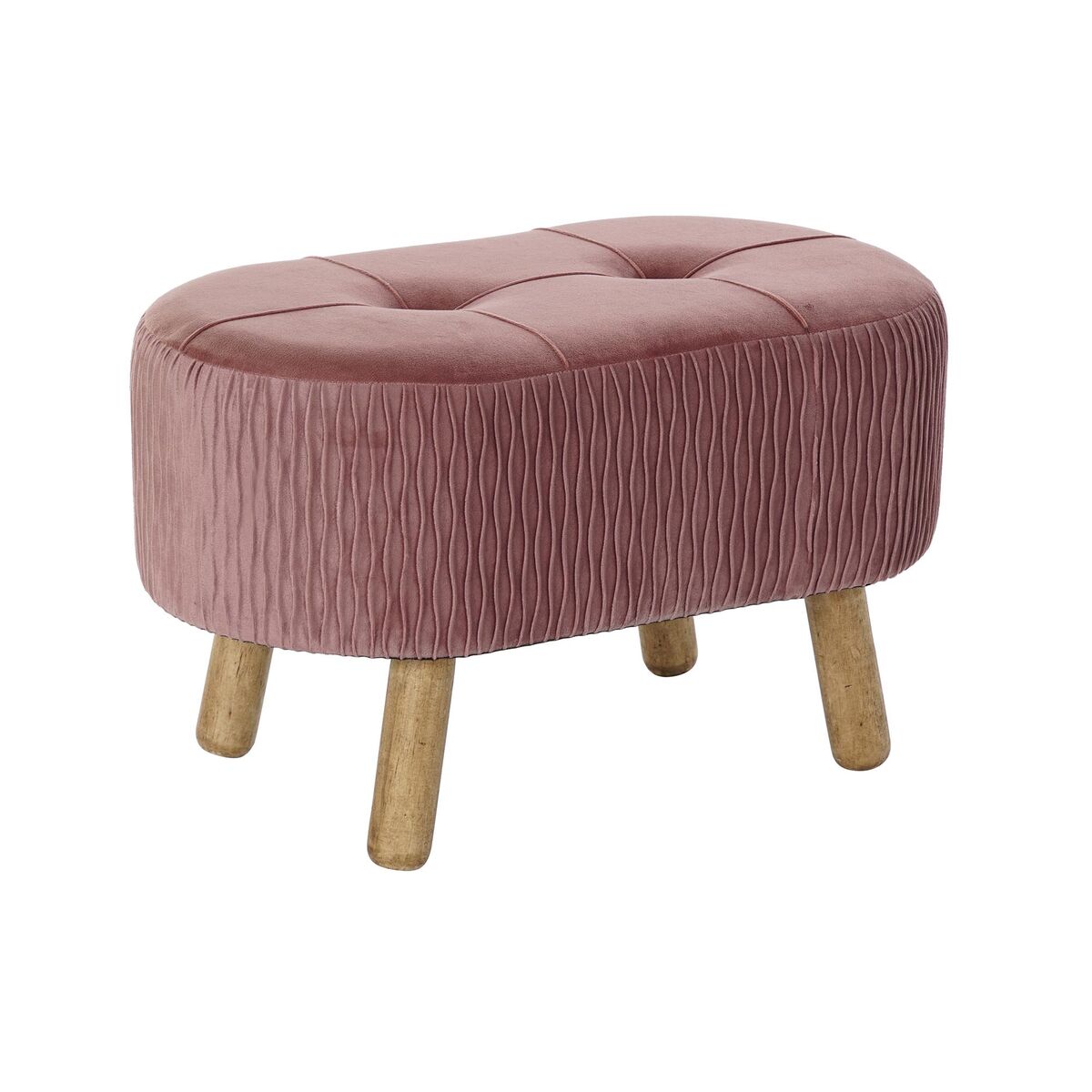 Sittpall DKD Home Decor   Naturell Rosa Trä Sammet (60 x 35 x 36 cm) - 4