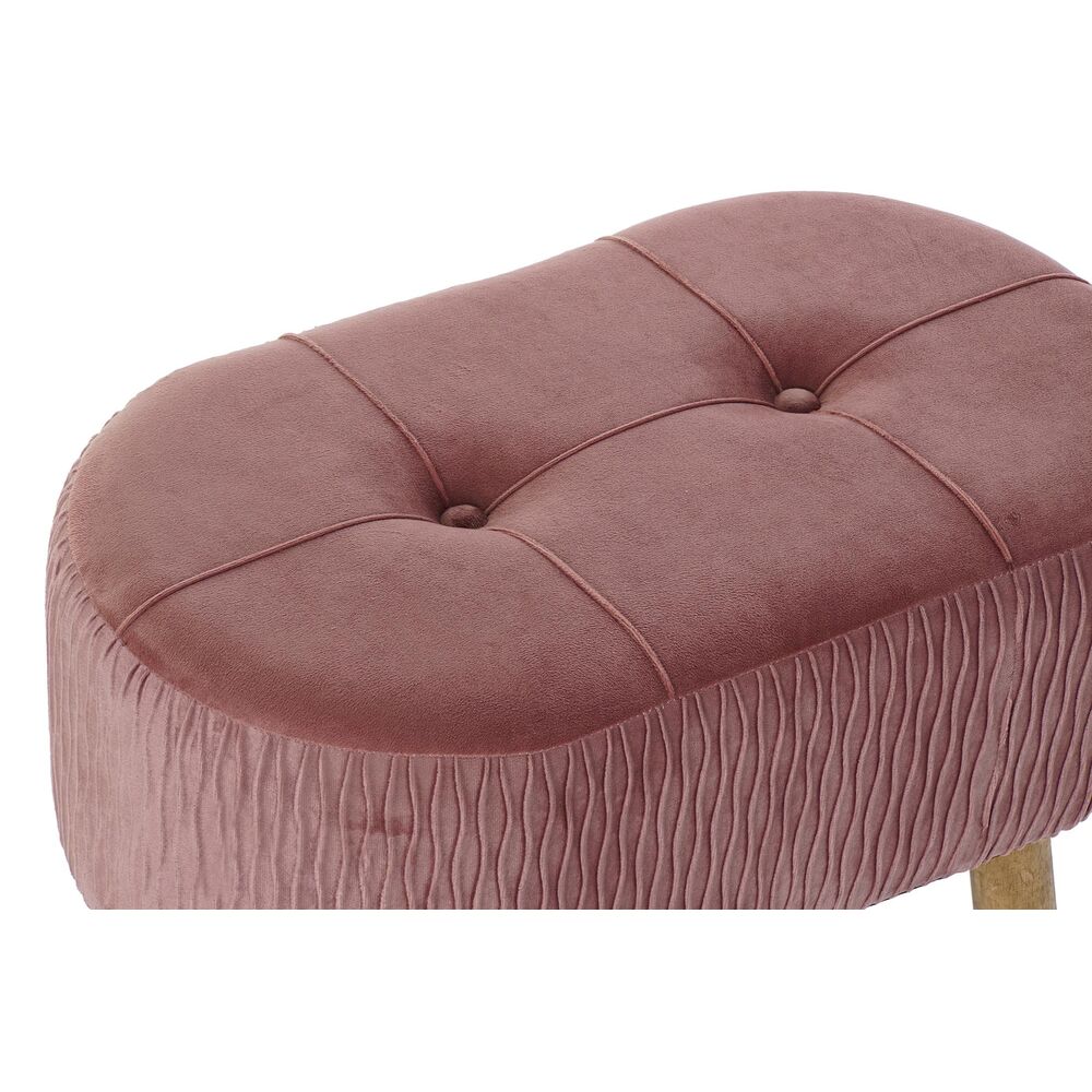 Sittpall DKD Home Decor   Naturell Rosa Trä Sammet (60 x 35 x 36 cm) - 3