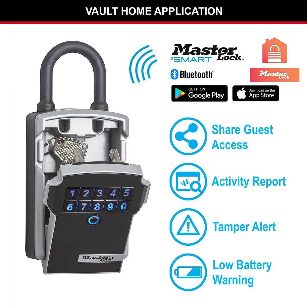 Kassaskåp Master Lock 5440EURD Nycklar Svart/Silvrig Zink 18 x 8 x 6 cm (1 antal) - 11