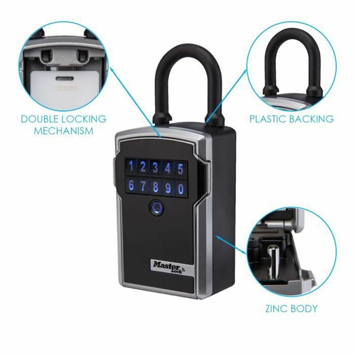Kassaskåp Master Lock 5440EURD Nycklar Svart/Silvrig Zink 18 x 8 x 6 cm (1 antal) - 6