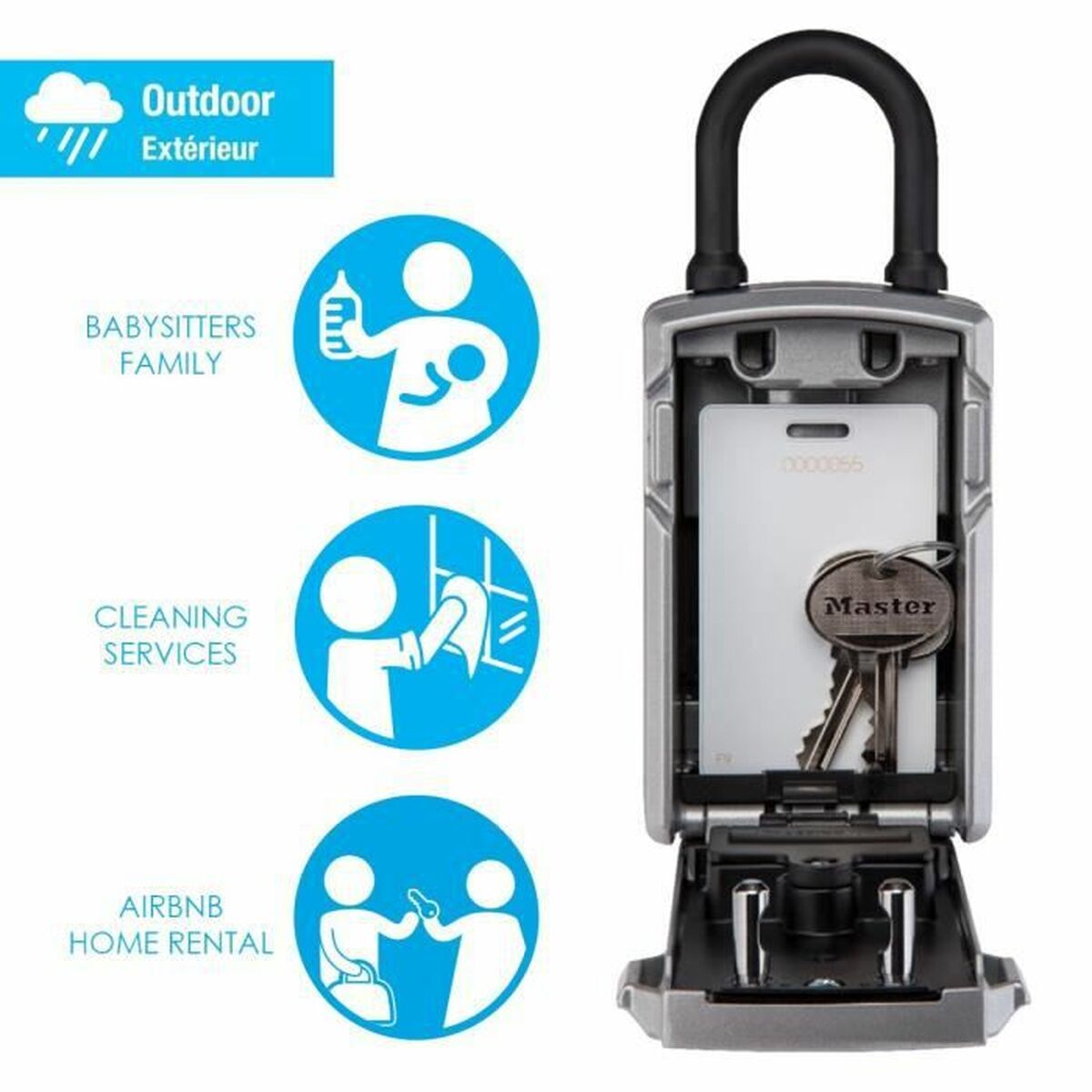 Kassaskåp Master Lock 5440EURD Nycklar Svart/Silvrig Zink 18 x 8 x 6 cm (1 antal) - 9