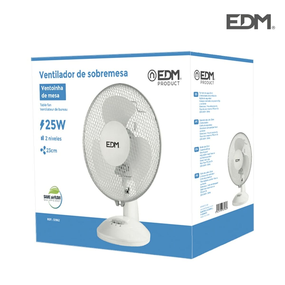 Bordsfläkt EDM 33962 Vit 25 W Ø 23 x 36 cm - 5