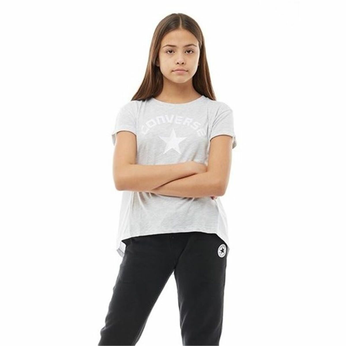 Barn T-shirt med kortärm Converse Mix Flyaway Ljusgrå - 4