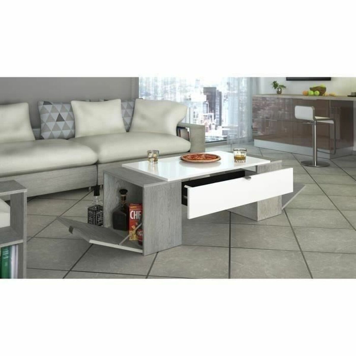 Soffbord Lucky 123 x 42 x 55 cm Vit - 4
