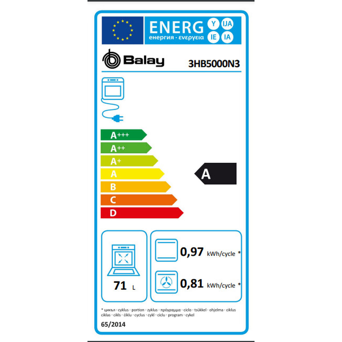 Ugn Balay 3HB5000N3 3400 W 71 L - 2
