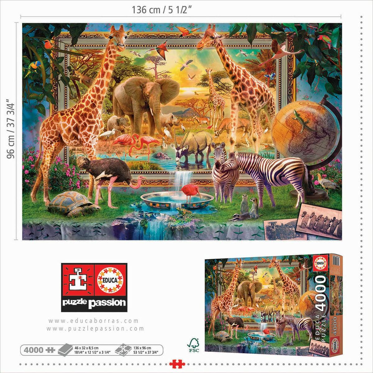 Pussel Educa 19285 Savana Coming to Life 4000 Delar - 4