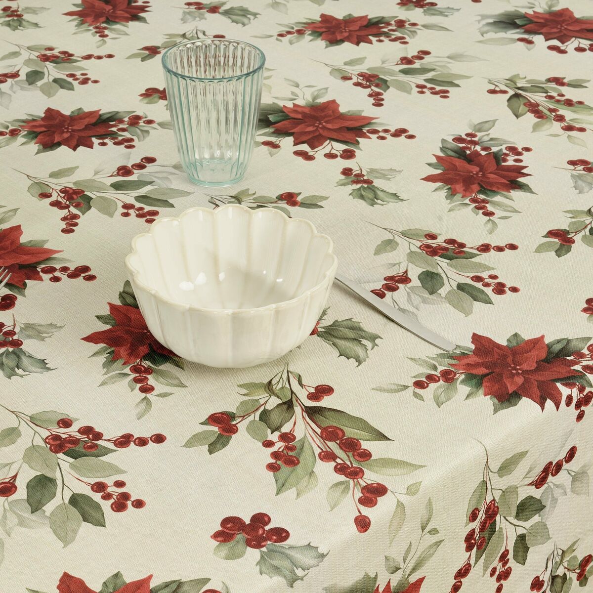 Fläckresistent bordsduk i harts Belum Christmas Röd Grön linne 100 x 150 cm - 6