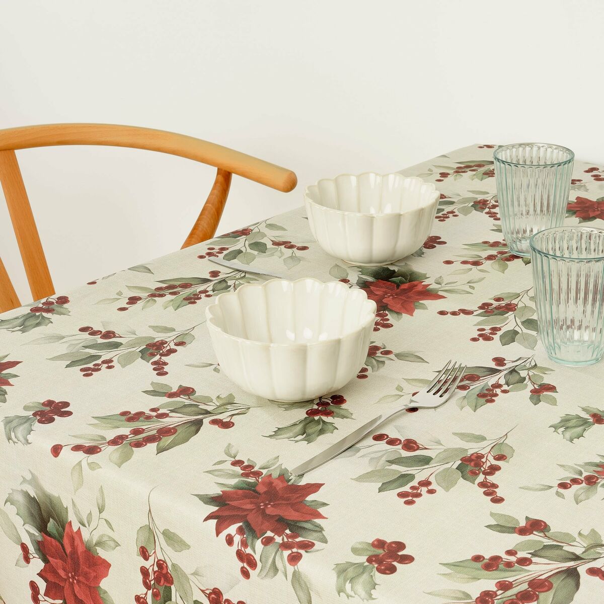 Fläckresistent bordsduk i harts Belum Christmas Röd Grön linne 100 x 150 cm - 2