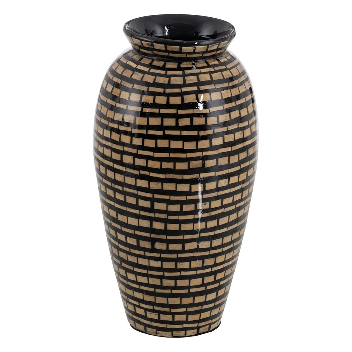 Vas Svart Beige Bambu 21 x 21 x 40 cm