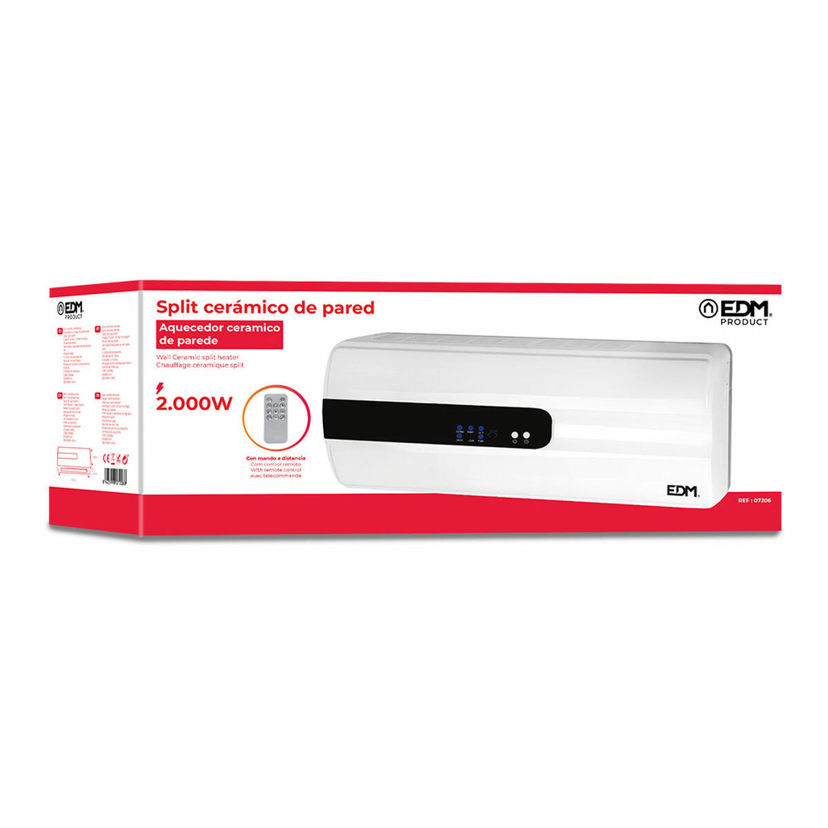 Keramisk delad värmefläkt för vägg EDM 07206 Vit 1000 - 2000 W - 5