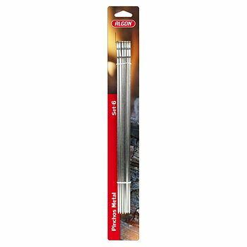 Set med grillspett för barbecue Algon Metall 6 Delar (24 antal) (33 cm x 4 mm)