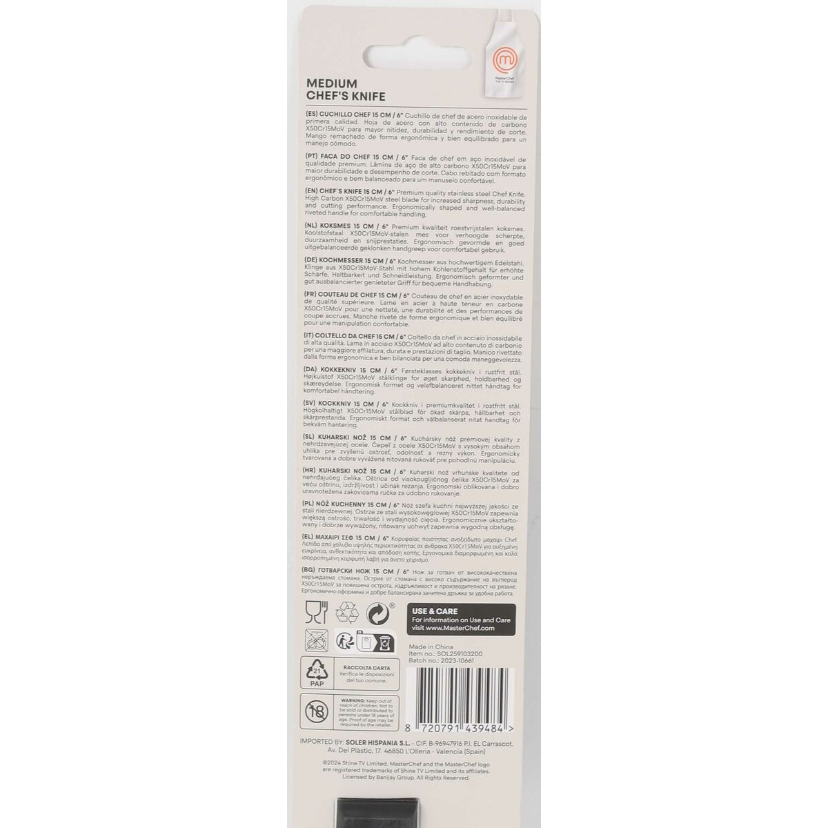 Kökskniv MasterChef Chef Svart Silvrig 15 cm (18 antal) - 3