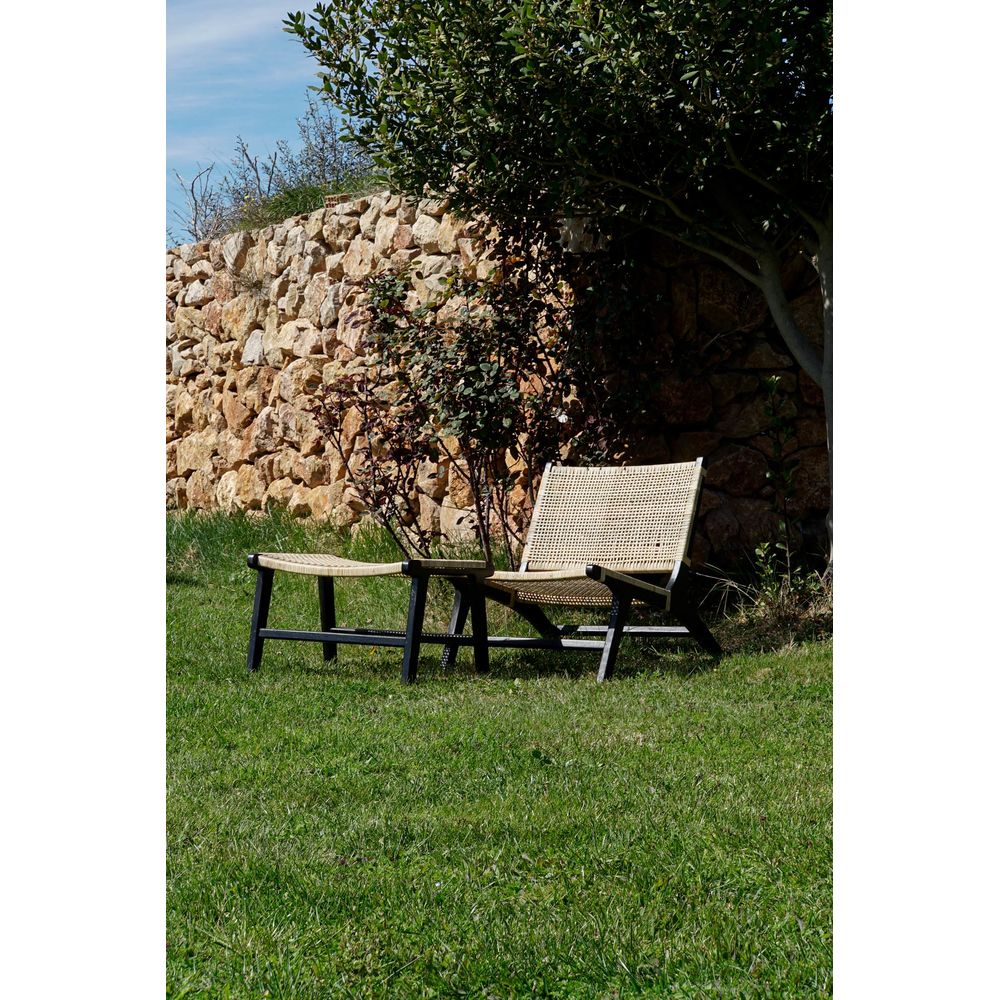 Fåtölj DKD Home Decor Svart Naturell Trä Teak 65 x 78 x 68 cm - 3