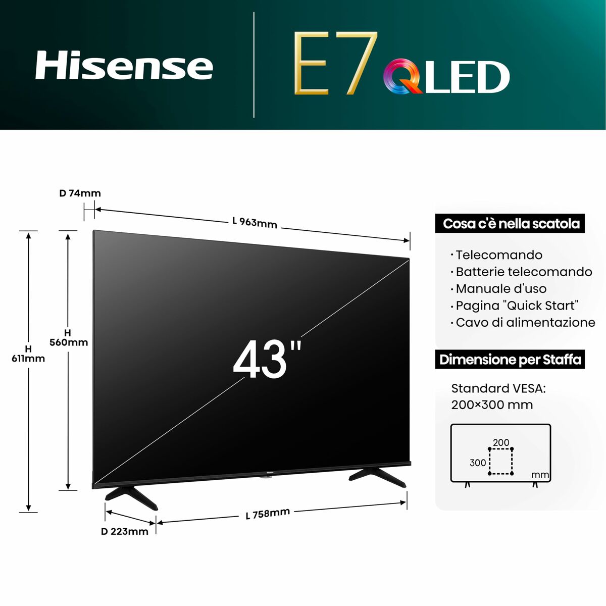 Smart TV Hisense 43E77NQ      43 4K Ultra HD 43" LED HDR D-LED QLED - 2