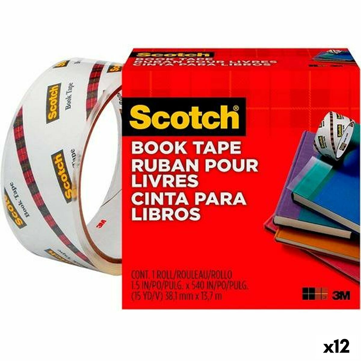 Självhäftande band Scotch 38,1 mm x 13,7 m Transparent polypropen (12 antal) - 3