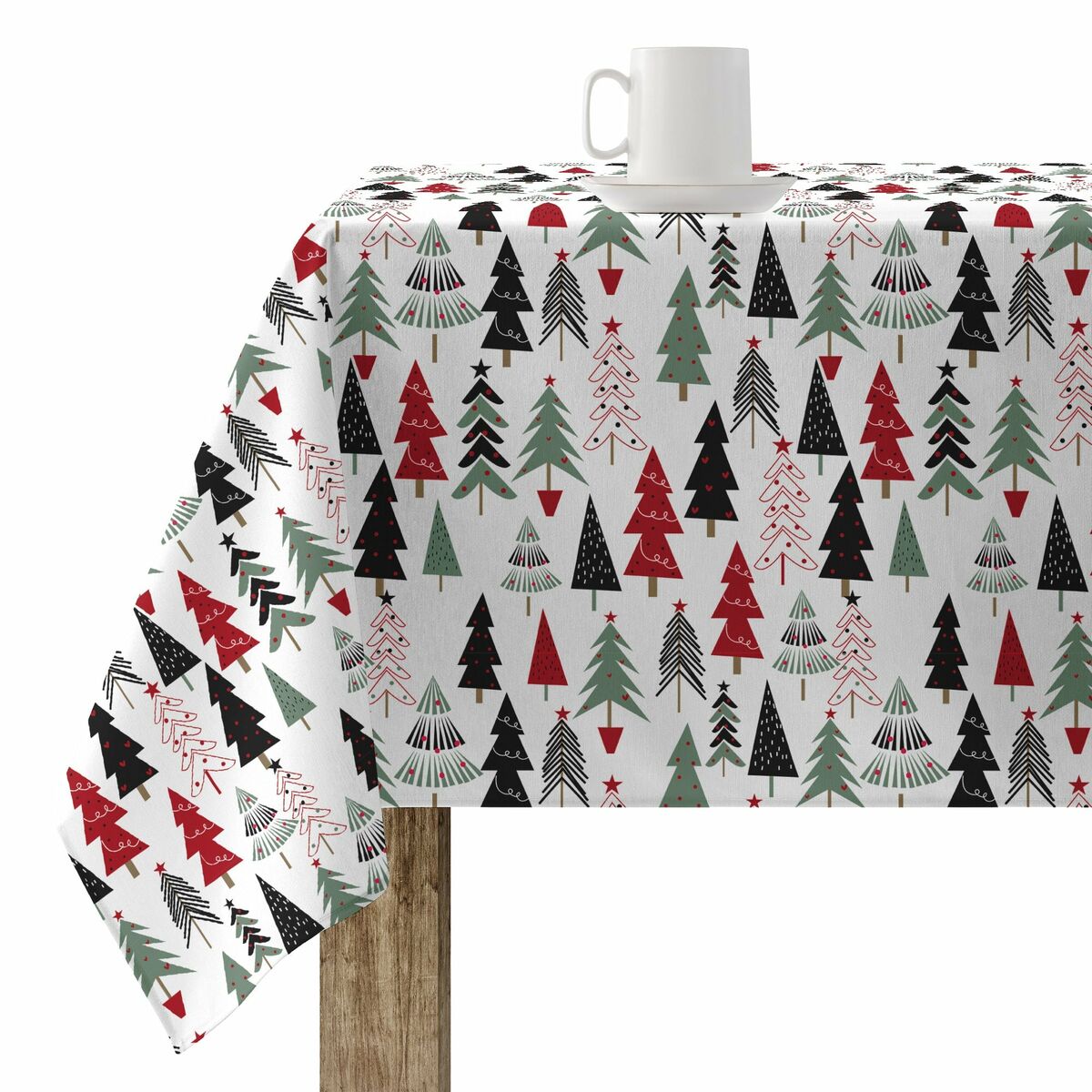 Fläckresistent bordsduk i harts Belum Laponia Vit Svart Röd Grön 300 x 150 cm