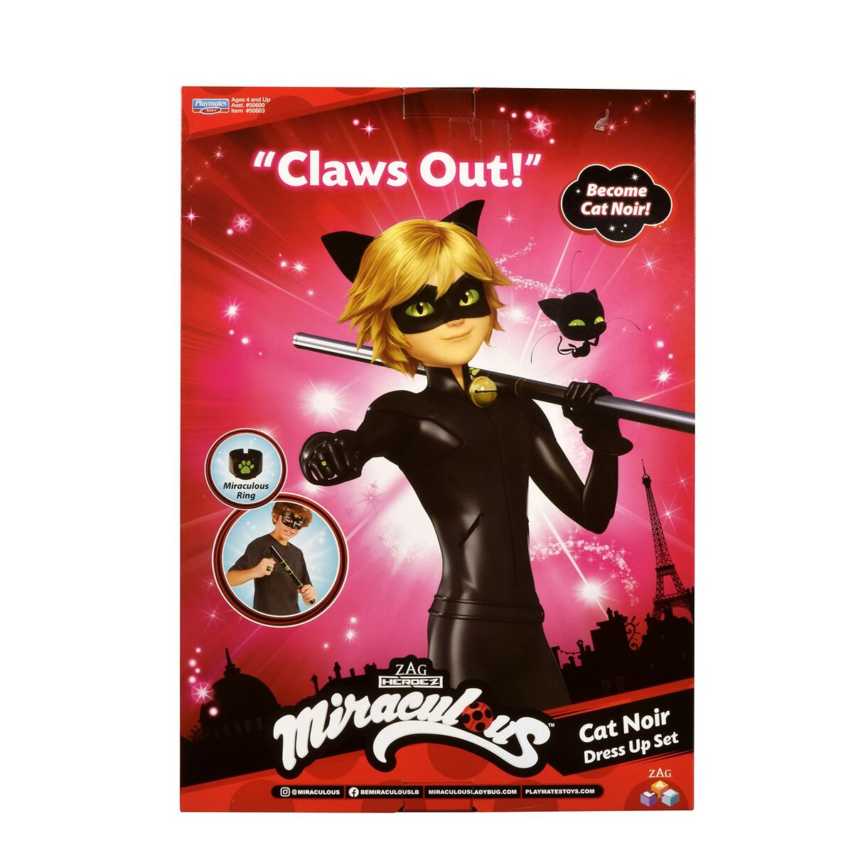 Maskeraddräkt för barn Miraculous: Tales of Ladybug & Cat Noir Transformation Set - Cat Noir 4 Delar Svart Multicolour - 4