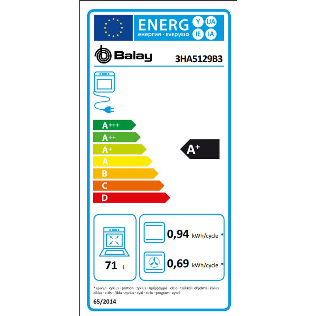 Ugn Balay 3HA5129B3 3600 W 71 L - 2