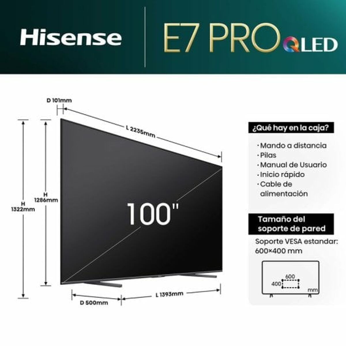 Smart TV Hisense 100E7NQ PRO 100 100" 4K Ultra HD HDR D-LED QLED - 3