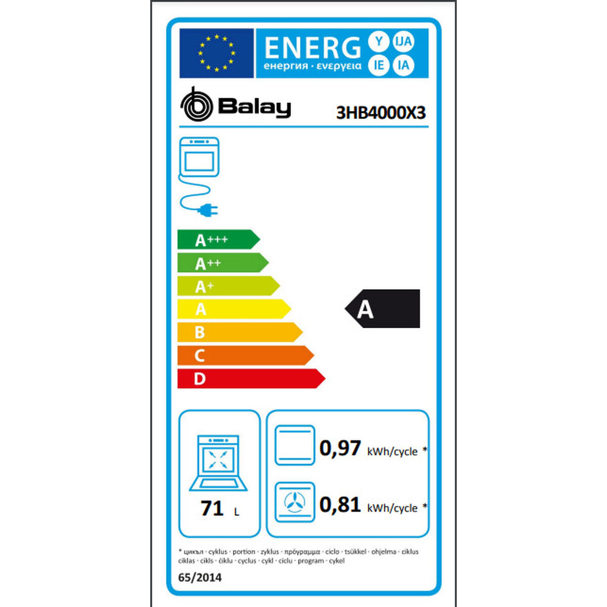 Ugn Balay 3HB4000X3 3400 W 71 L - 2